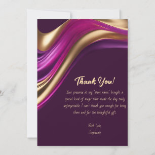 Convite Obrigado-Abstrato moderno - Roxo e Dourado-