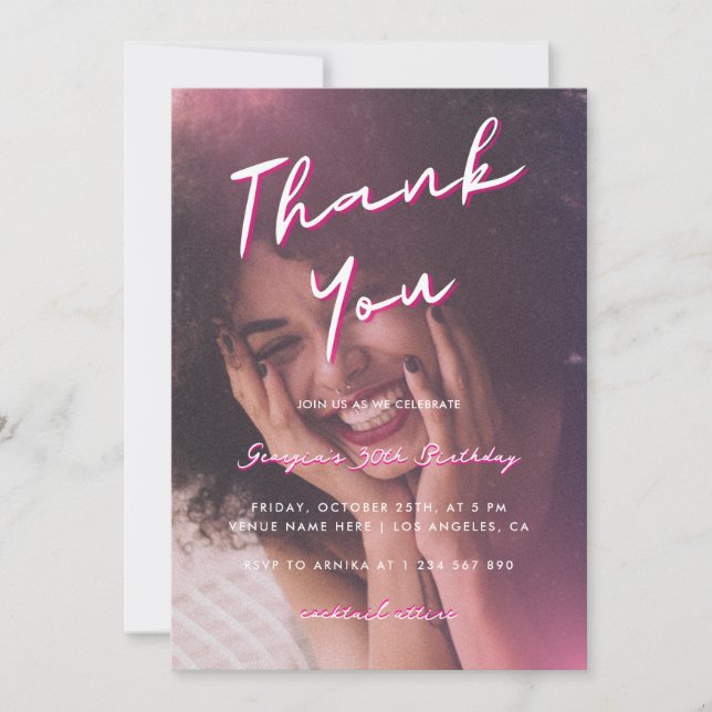 Convite Obrigado, aniversário de 30 anos (Frente)