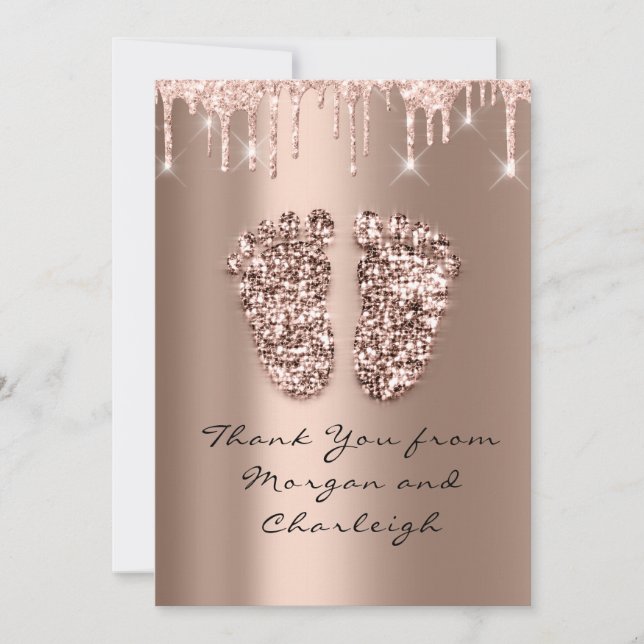 Convite Obrigado Ashley Chá de fraldas Rosa Drives Menino (Frente)