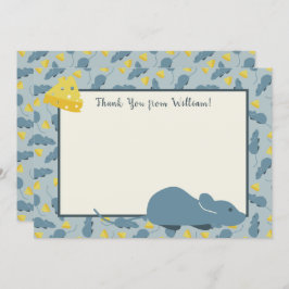 Convite Obrigado azul do ecrã plano do rato e do queijo