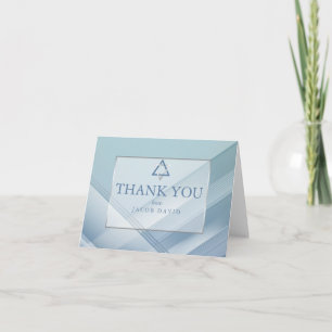 Convite Obrigado!   Bar Mitzvah Linhas Azuis Clássicas