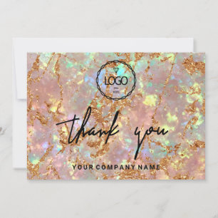 Convite Obrigado Business Inserir logotipo Rosa Hológrafo