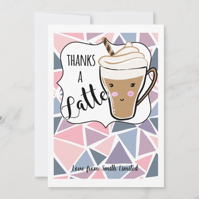 Convite Obrigado café com cartão-presente roxo latente (Frente)