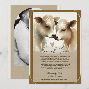 Convite Obrigado Casamento Campo Creme Marrom Amor Vaca