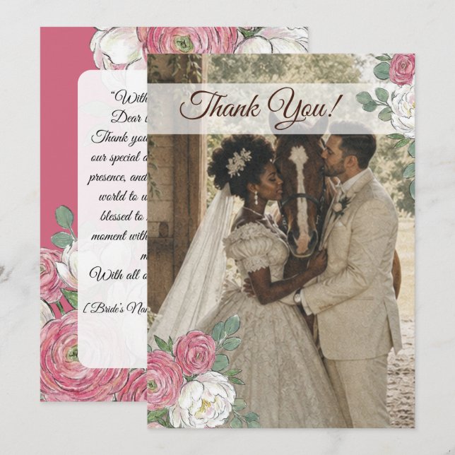 Convite Obrigado Casamento Equestre Cavalo (Frente/Verso)