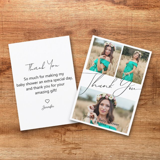 Convite obrigado chá de fraldas 3 fotos impressas e digita (Criador carregado)