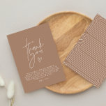 Convite obrigado chá de fraldas elegante moderno marrom<br><div class="desc">Chá de fraldas escrito moderno obrigado de festas elegantes castanho-natural que você faz design. Design neutro em relação ao sexo</div>