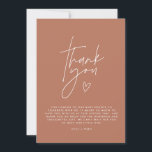 Convite obrigado chá de fraldas você terracotta elegante m<br><div class="desc">Chá de fraldas escrito moderno terracotta elegante obrigado postal design. Design neutro em relação ao sexo</div>