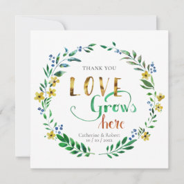 Convite Obrigado Coroa Floral Aquarela