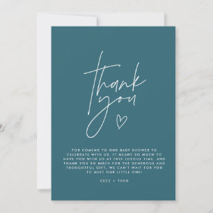 Convite obrigado de chá de fraldas, seu azul elegante e el