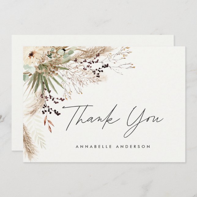 Convite Obrigado de graduação simples botânica de orçament (Frente/Verso)