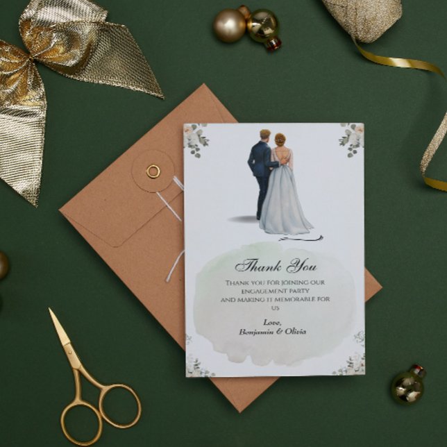 Convite Obrigado de Noivado de surpresa minimalista branco (Criador carregado)