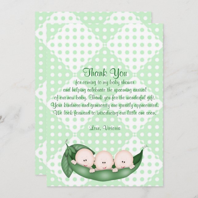 Convite Obrigado do chá de fraldas você ervilhas das (Frente/Verso)