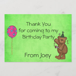 Convite Obrigado do partido de aniversário de criança vo
