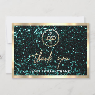 Convite Obrigado Empresa Inserir Logotipo Dourado Glitter