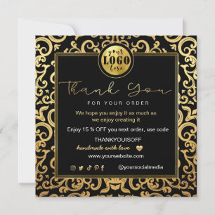 Convite Obrigado Empresa Inserir Logotipo Dourado Quadro D