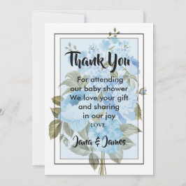 Convite Obrigado floral azul clássico Chic