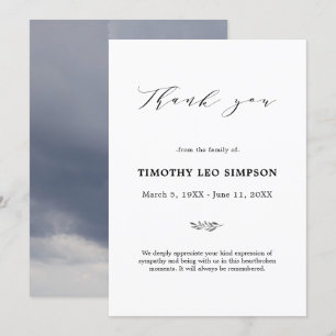 Convite Obrigado Funeral Cloudy Simpatiy Grief Card