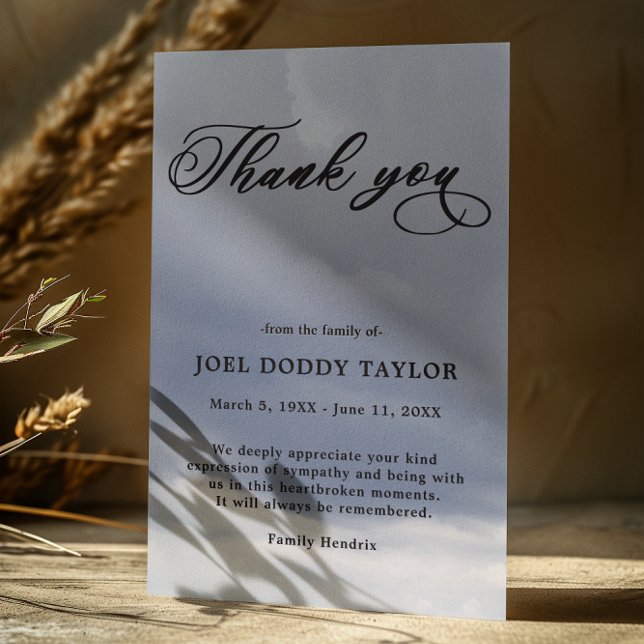 Convite Obrigado Funeral Cloudy Simpatiy Grief Card (Criador carregado)