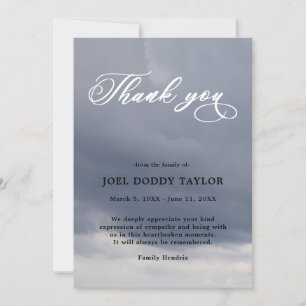 Convite Obrigado Funeral Cloudy Simpatiy Grief Card