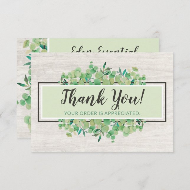 Convite Obrigado Greenerescência Botânica Eucalyptus Wood  (Frente/Verso)