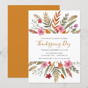 CONVITE OBRIGADO JANTO INVITE WATERCOLOR FOLIAGE