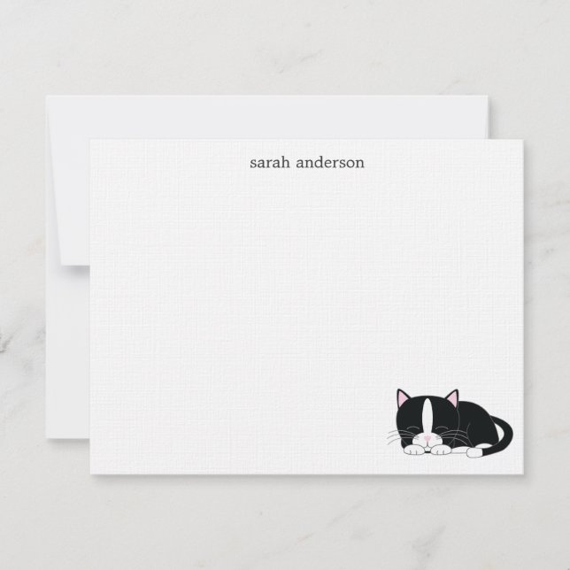 Convite Obrigado liso do gato sonolento você notas (Frente)