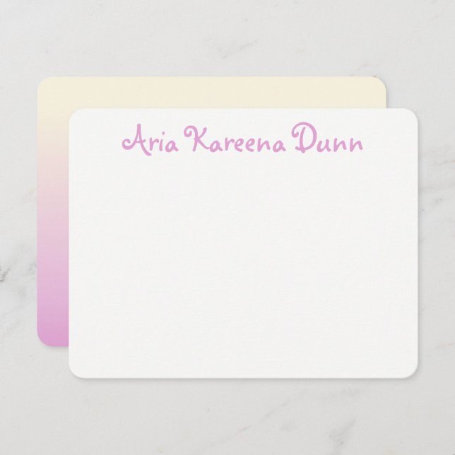 Convite Obrigado Notas: Beige e Ombre Rosa (Frente/Verso)