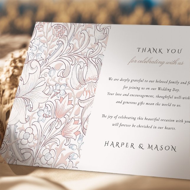 Convite Obrigado Ouro Lily Classic Pastel Morris (Criador carregado)