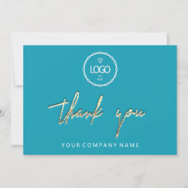 Convite Obrigado Ouro Script De Logotipo Comercial Água