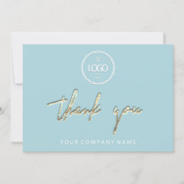 Convite Obrigado Ouro Script De Logotipo Comercial Aqua