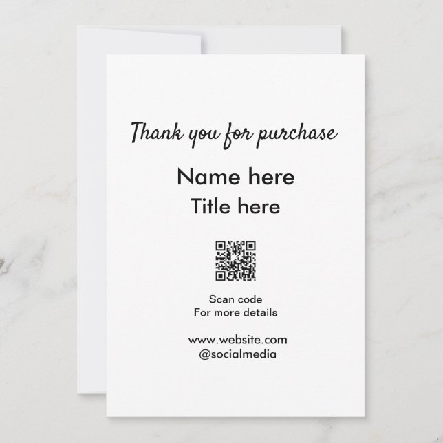 Convite Obrigado pelo nome de compra aqui digitalizar QR (Frente)