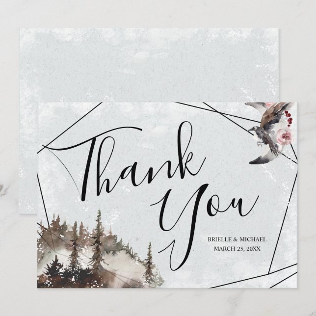 Convite Obrigado por se casar com Raven e Moon (Frente/Verso)