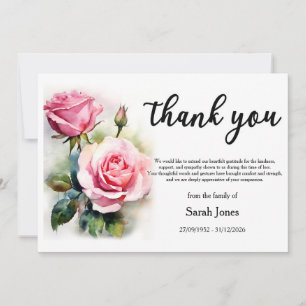 Convite Obrigado por vir a um Funeral com Rosas