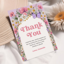 Convite Obrigado por Wildflower Butterfly Birthday