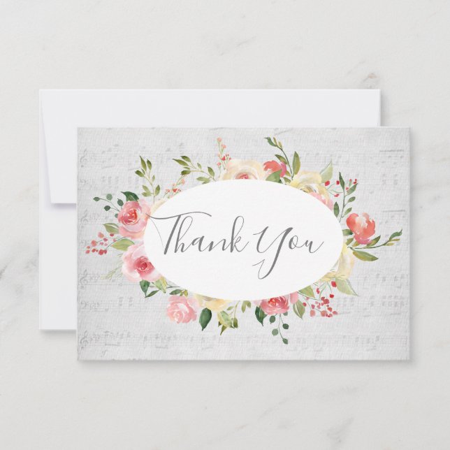 Convite obrigado que você vintage música (Frente)