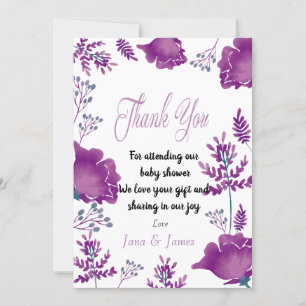 Convite obrigado Real Purple de Watercolor