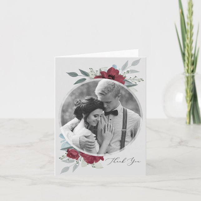 Convite Obrigado romance floral você (Frente)