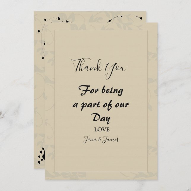 Convite Obrigado Romântico moderno (Frente/Verso)