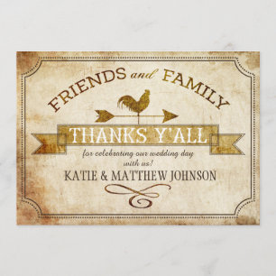 Convite Obrigado rústico da aleta de tempo do galo da