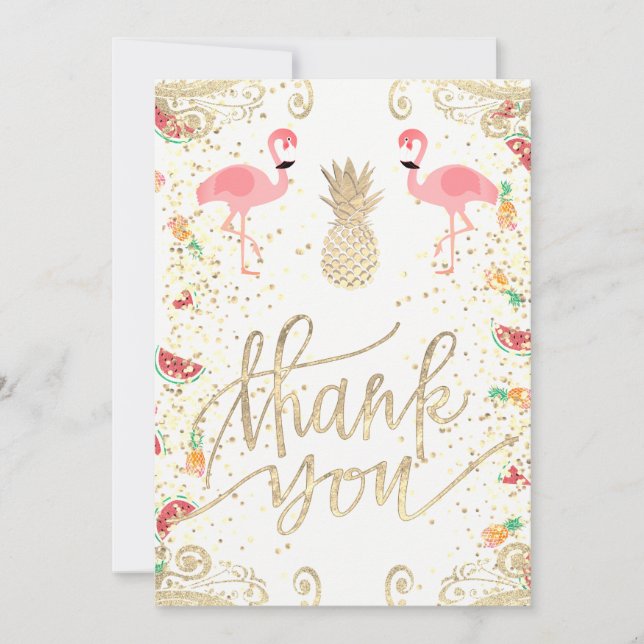 Convite obrigado seu decor tropical (Frente)