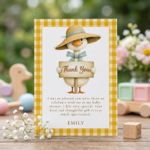 Convite Obrigado Silly Goose Amarelo Gingham Baby Shower