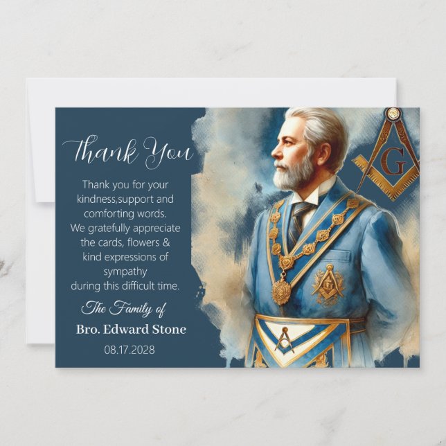 Convite Obrigado simpatia funerária maçom  (Frente)