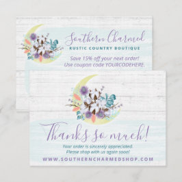 Convite Obrigado Southern Floral Cotton Moon Rustic Card