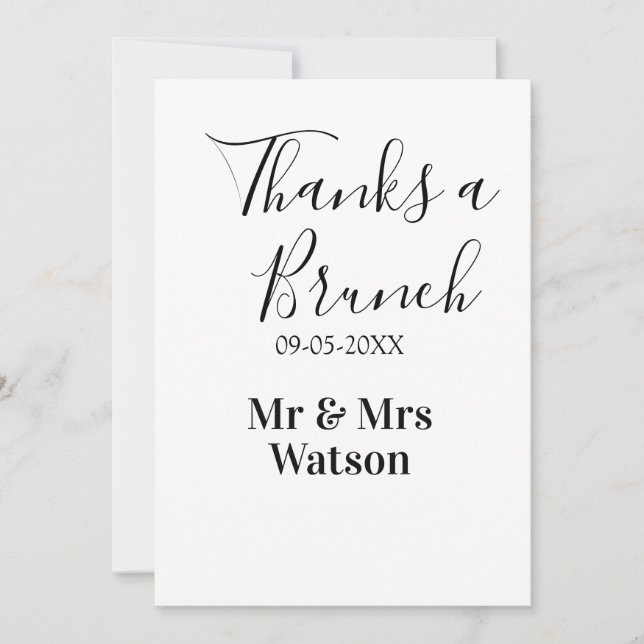 Convite Obrigado um brunch pós-casamento nome data simples (Frente)