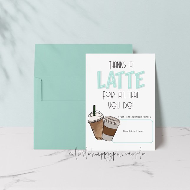 Convite Obrigado um portador de cartão-presente Latte (Criador carregado)