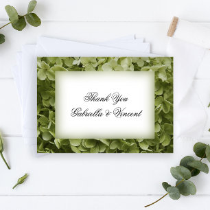 Convite Obrigado verde do casamento da flor do Hydrangea