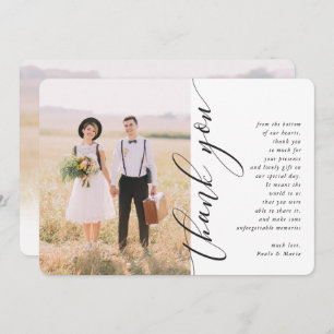 Convite OBRIGADO VOCÊ foto de casamento caligrafia moderna