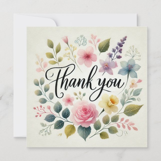 Convite Obrigado Watercolor Impressão (Frente)