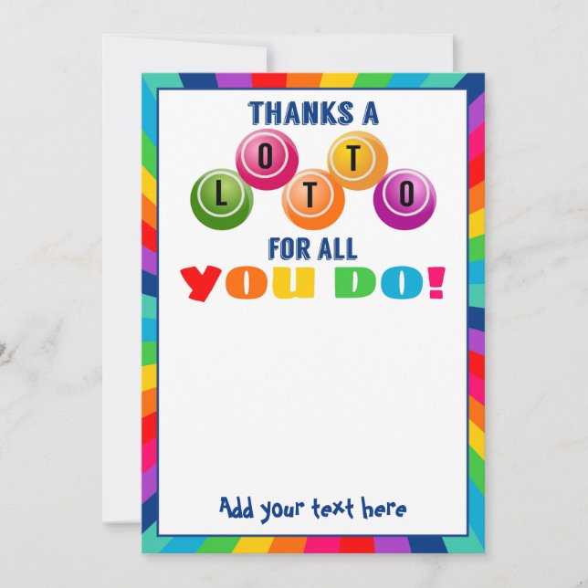 Convite obrigados a Lotto para tudo que você faz com cartã (Frente)